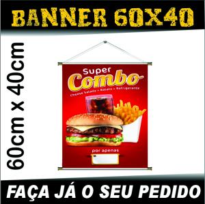 BANNER 0,60x0,40 LONA FOSCA 380G 0,60 x 0,40 4X0 FOSCO Tubete + Corda + Ponteira 