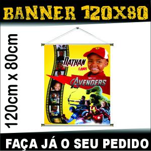 BANNER 1,20x0,90 LONA FOSCA 380G 120 cm x 80 cm 4X0 FOSCO Tubete + Corda + Ponteira 