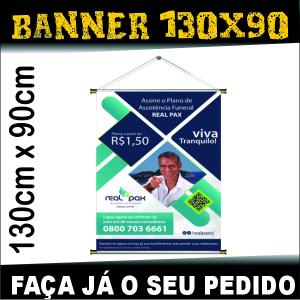 BANNER 1,35x0,95 LONA FOSCA 380G 130cm x 90cm 4X0 FOSCO Tubete + Corda + Ponteira 