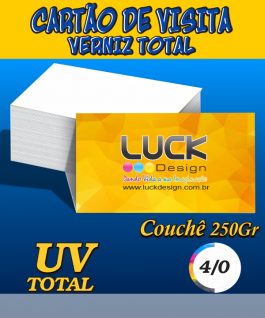 CARTÃO DE VISTA 220G/250 G Couchê 220G/250g 9X5 4x0 colorido só na frente Verniz UV Total Frente CORTE RETO 