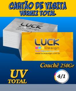 CARTÃO DE VISTA 220G /250 G Couchê 220g /250g 9X5 4x1 colorido na frente e P&B no verso Verniz UV Total Frente CORTE RETO 