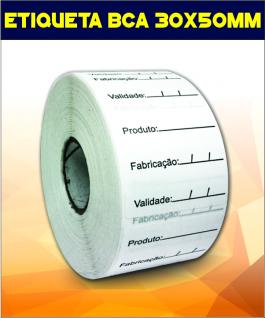 ETIQUETA ADESIVA BRANCA ADESIVO 30X50MM 1X0 - Cor Preta Termo Transferência Sem Revestimento CORTE RETO 