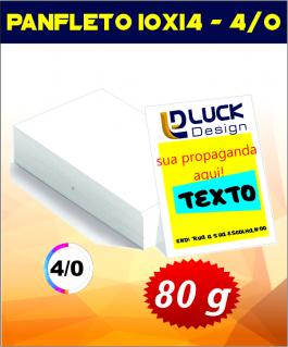 PANFLETO COUCHÊ 80G 10X14 4X0 - Só Frente Colorido Sem Revestimento CORTE RETO 