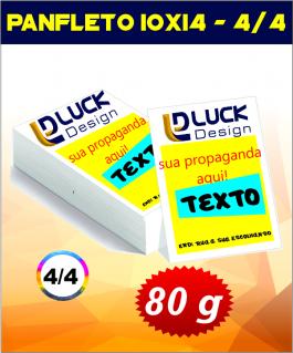 PANFLETO COUCHÊ 80G 10X14 4x4 - Colorido na Frente e no Verso Sem Revestimento CORTE RETO 