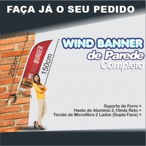 WIND BANNER COMPLETO PROMOCIONAL PAREDE 2,10 MTS TECIDO DUPLA FACE MICROFIBRA 100X150 4X0 SUBLIMAÇÃO SUPORTE P/ PAREDE /HASTE + TECIDO (TOTAL 2,50 DE ALTURA) 